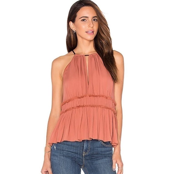 Cinq A Sept Lotus Peplum Silk Halter Top - Picture 3 of 12